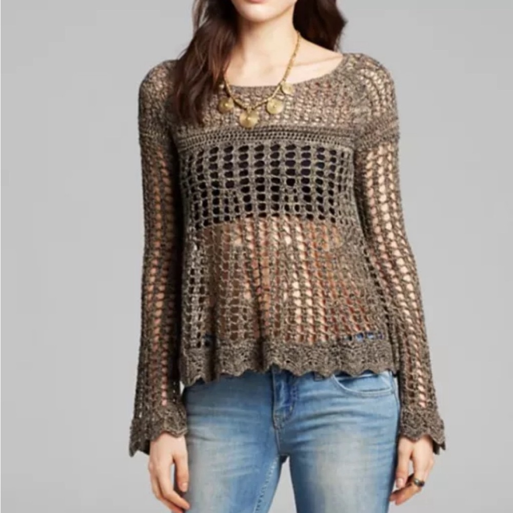 Free People - Women’s Annabelle Crochet Pullover Top Size Small - Picture 2 of 9